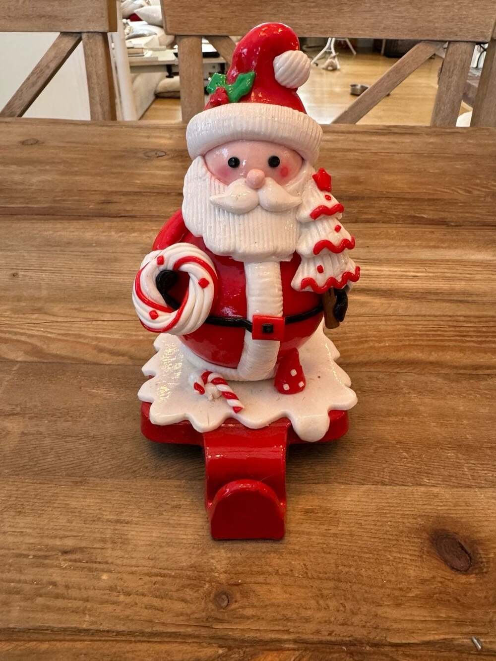 Holiday Time Santa Claus Peppermint Candy Cane Christmas Stocking Holder